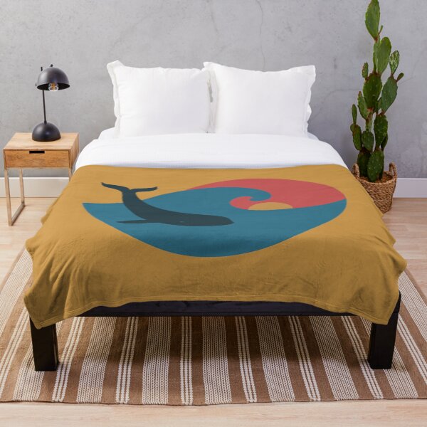 Item preview, Minimal sea landscape with wave, sunset and whale designed and sold by CiniArt.