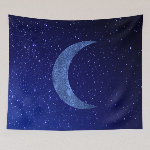Item preview, Gradient Dark Blue Outer Space w/Stars and Crescent Moon designed and sold by ShaunSandhu.