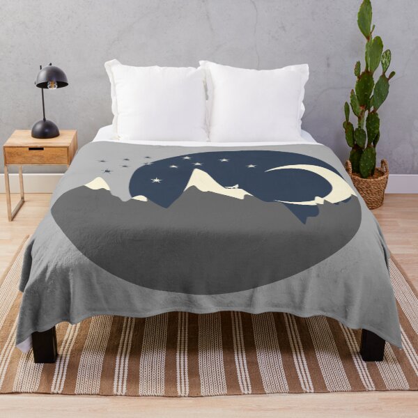 Item preview, Minimal mountains landscape with a howling wolf, the moon and stars designed and sold by CiniArt.