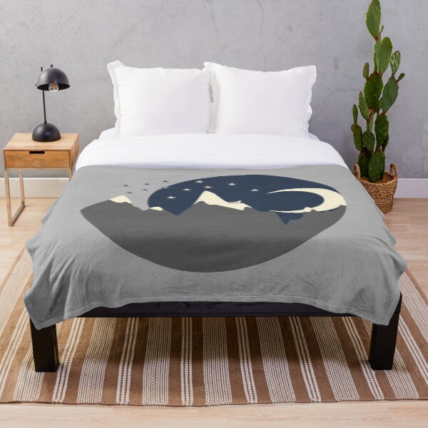 Item preview, Minimal mountains landscape with a howling wolf, the moon and stars designed and sold by CiniArt.