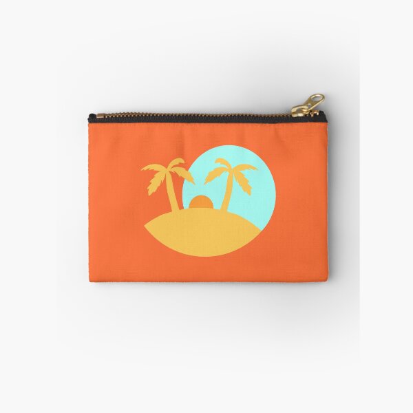 Item preview, Minimal landscape with two palm trees, sandy beach and sunset on blue sky designed and sold by CiniArt.
