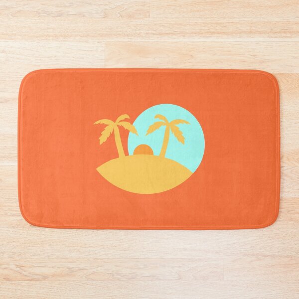 Item preview, Minimal landscape with two palm trees, sandy beach and sunset on blue sky designed and sold by CiniArt.