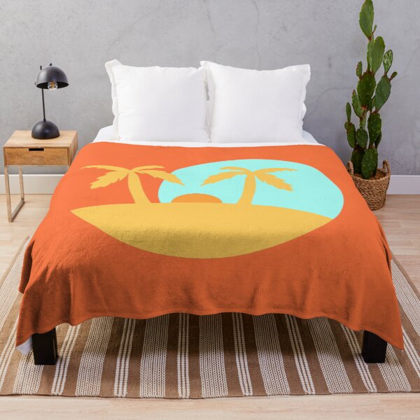 Item preview, Minimal landscape with two palm trees, sandy beach and sunset on blue sky designed and sold by CiniArt.