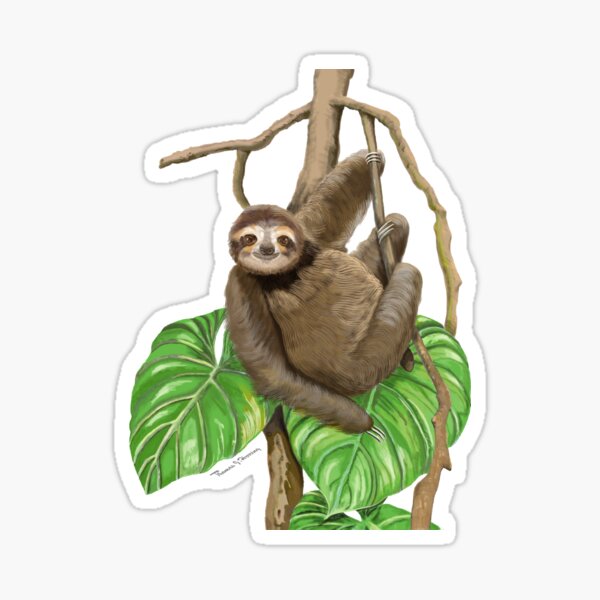 Low Hanging Happy Lazy Sloth Having a Vine Time Sticker