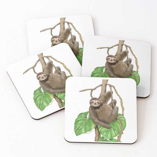 Item preview, Low Hanging Happy Lazy Sloth Having a Vine Time designed and sold by TJHstudio.