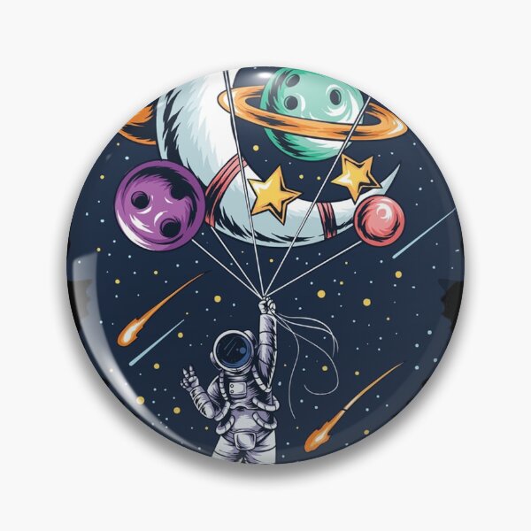 Item preview, astronaut flies in space with balloon planets and moons vector artwork designed and sold by teemix.