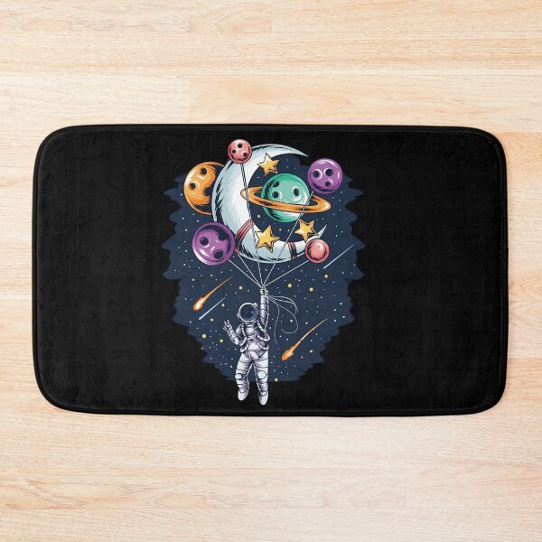 Item preview, astronaut flies in space with balloon planets and moons vector artwork designed and sold by teemix.