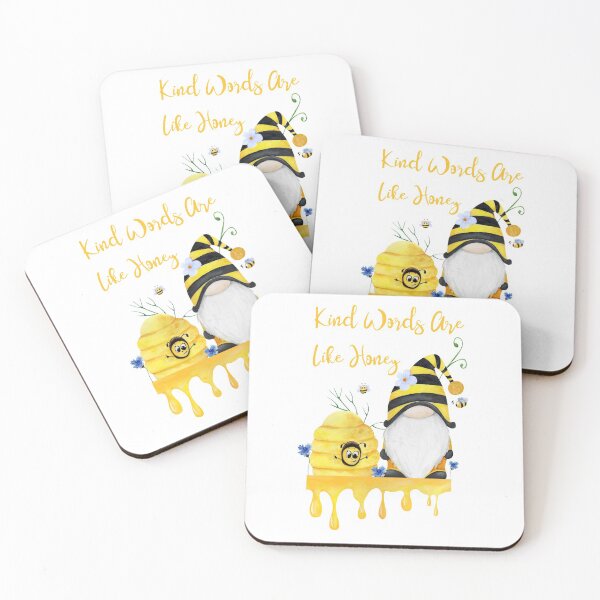 Item preview, Kind Words Are Like Honey, Gnome Bee Keeper Inspirational Quote watercolour designed and sold by TheLomiLoveBus.
