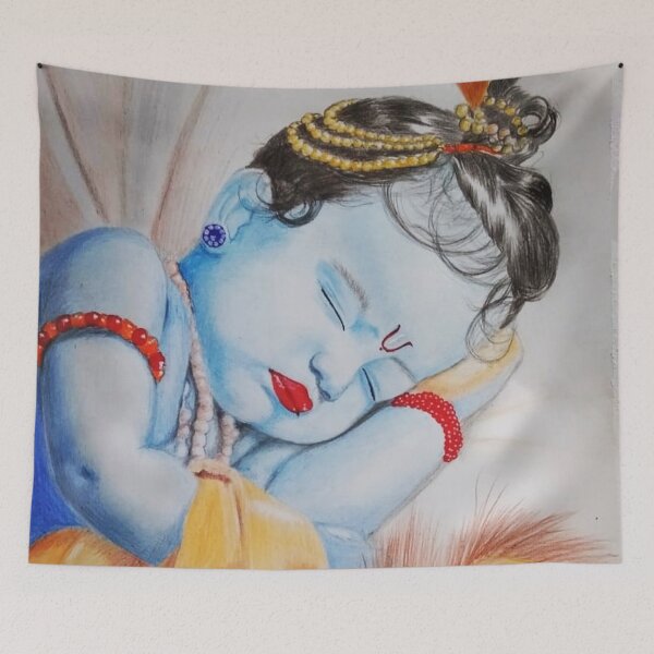 Aperçu de l'œuvre Seigneur Krishna bébé créée et vendue par ShantiArtwork.