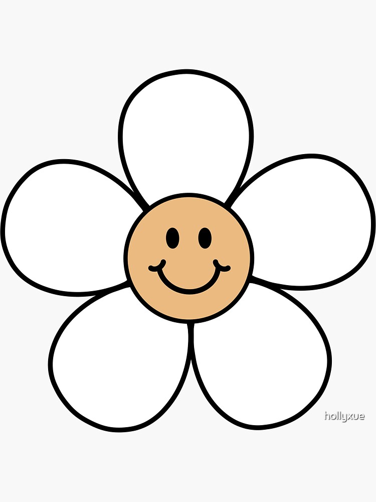 "White Smiley Flower" Sticker for Sale by hollyxue Redbubble