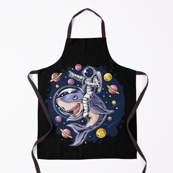 Item preview, astronauts ride a shark in space with the planets planets. artwork vector designed and sold by teemix.
