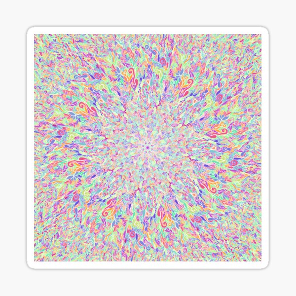 RadialBow Detailed Hand Drawn Zentangle Design over Blue Sticker