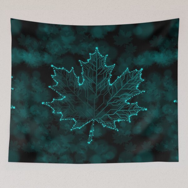 Item preview, Light blue circuit board tech maple Leaf designed and sold by jc007.
