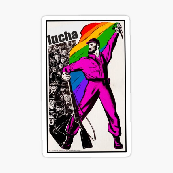Fight, Alejandro Cañer, pride, lgbt, rainbow flag, energetic, Backroom Art Sticker