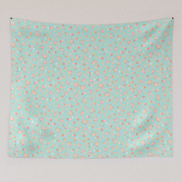 Item preview, Tiny Crosses and Blossoms Seagrove Blue designed and sold by Miwhi’s Shop.
