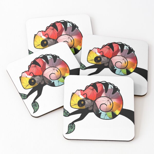 Item preview, Colorful Umbrella Chameleon on Treebranch designed and sold by BuzzySpaceBee.