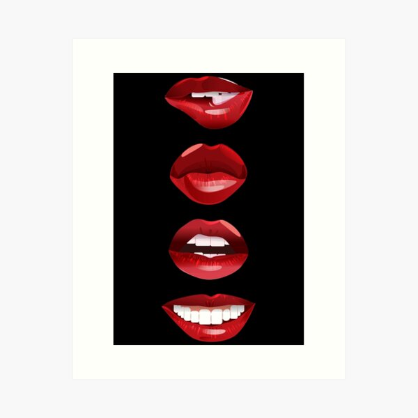 Biting Lip Emoji - Kiss - Smile Art Print