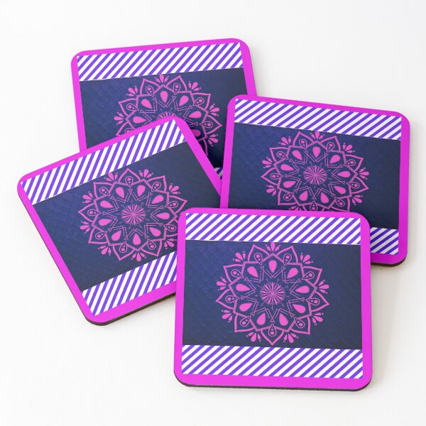 Item preview, Pink and blue mandala flowers-floral abstract designed and sold by Mammanation.