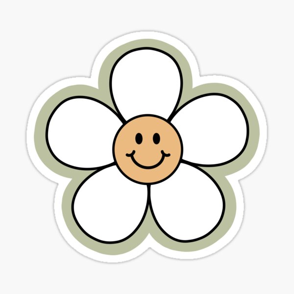 Grüne Smiley-Blume Sticker