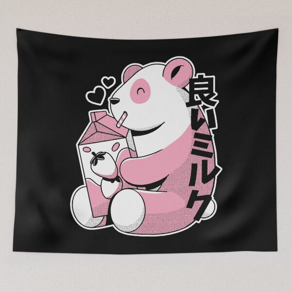 Item preview, Kawaii Panda Drinking Strawberry Milk designed and sold by Hoiho Adventure Shirts.