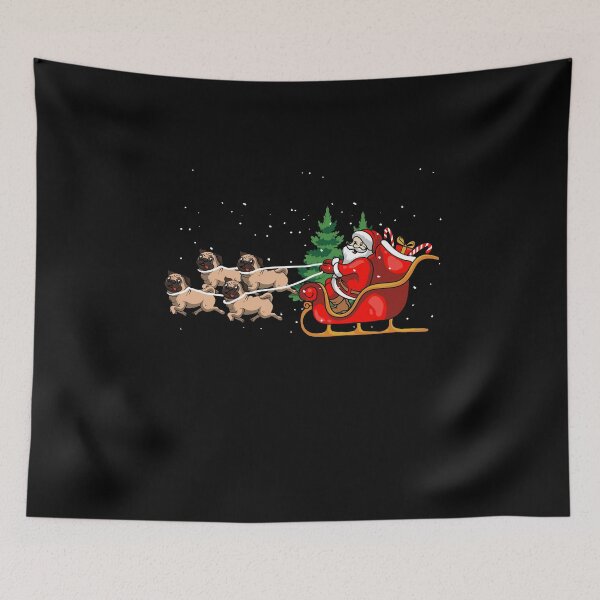 Item preview, Santa Pug Reindeer Moon Sleighs Gliding Xmas designed and sold by MakeGoodChoices.