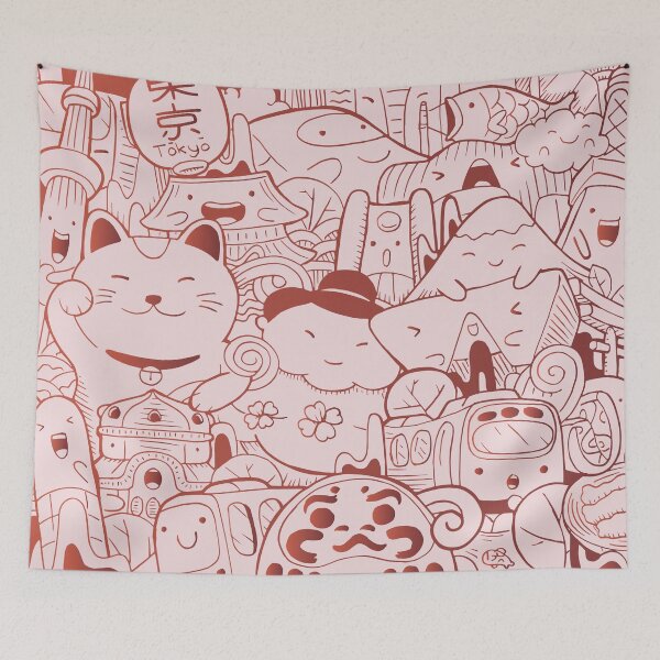 Item preview, Japanese Kawaii Cute Smiley Face - Doodle Pattern designed and sold by crazycollective.