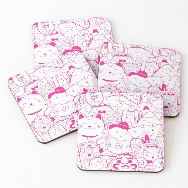 Item preview, Japanese Kawaii Cute Smiley Face - Doodle Pattern Pink designed and sold by crazycollective.