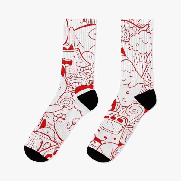 Item preview, Japanese Kawaii Cute Smiley Face - Doodle Pattern Red designed and sold by crazycollective.