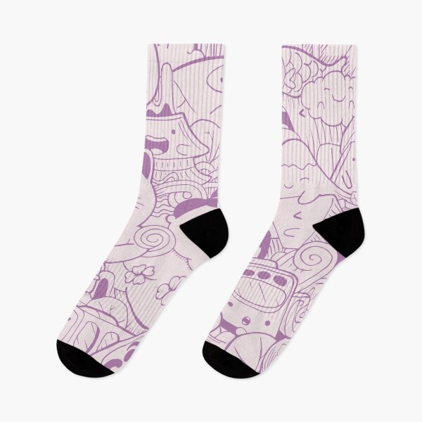 Item preview, Japanese Kawaii Cute Smiley Face - Doodle Pattern Lilac designed and sold by crazycollective.