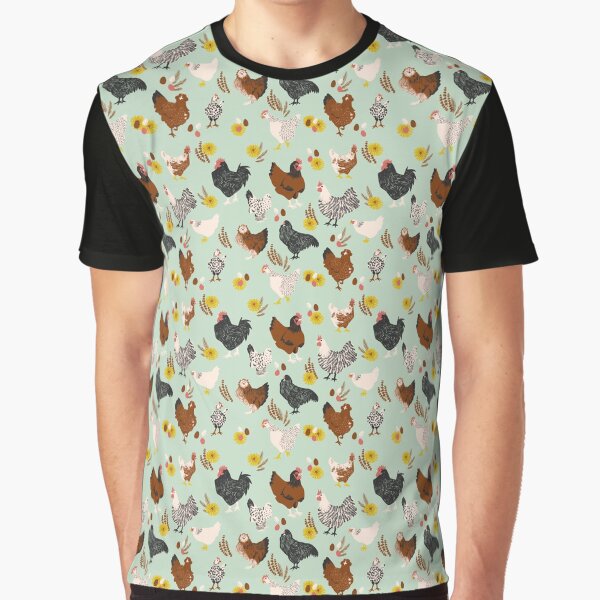 Backyard Chickens and Flowers Graphic T-Shirt