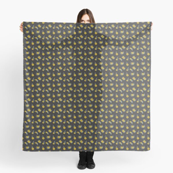 Dandelions Rosemary and Thyme Black Background Scarf