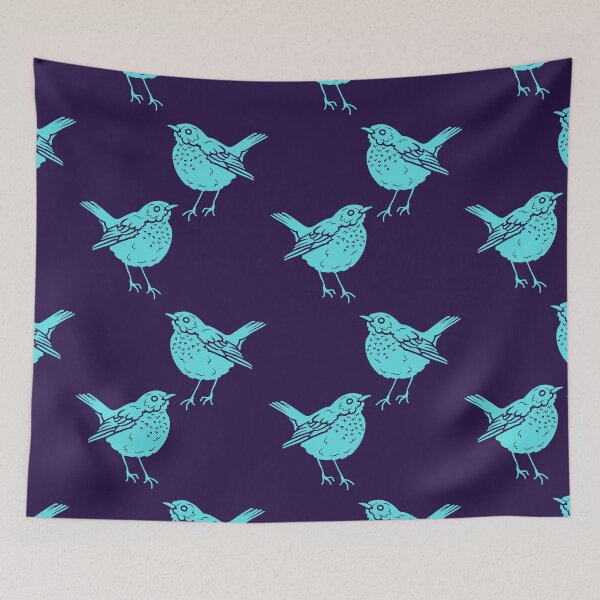 Item preview, Teal songbird pattern designed and sold by TheWaterBirds.