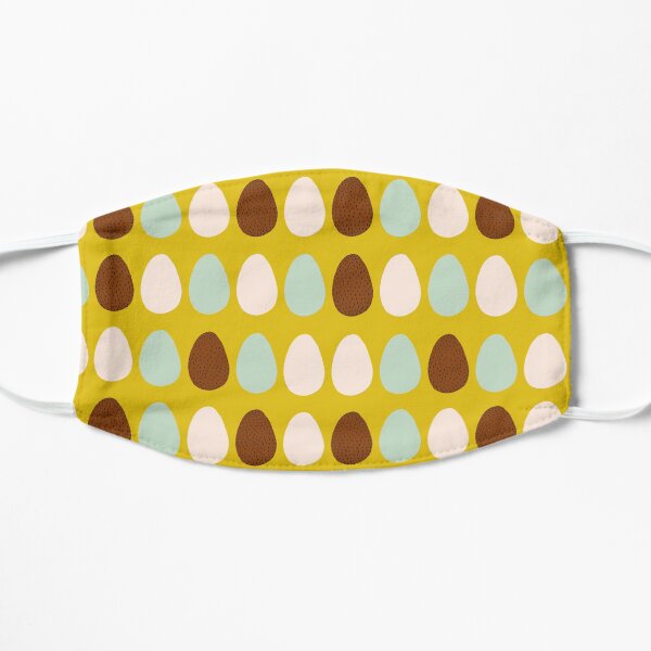 Multicolor Chicken Eggs Yellow Background Flat Mask