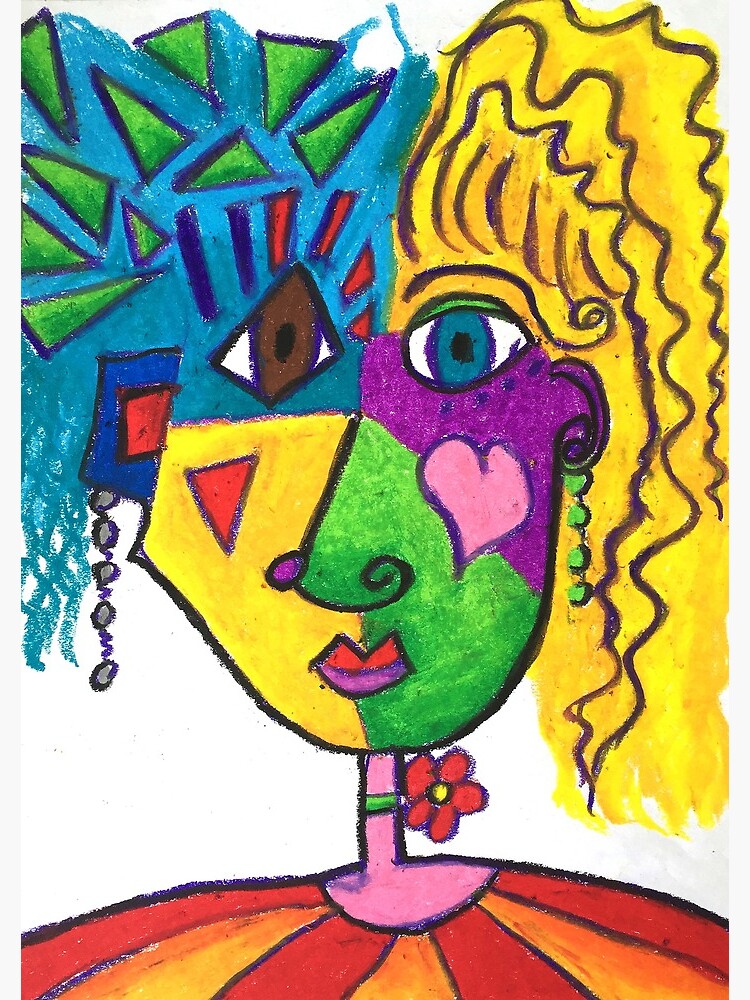 Picasso Face Abstract Portrait of a Girl by KarenBrake