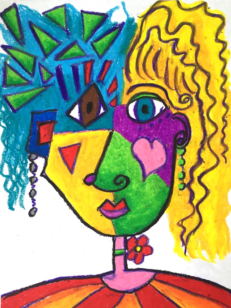 Picasso Face Abstract Portrait of a Girl by KarenBrake