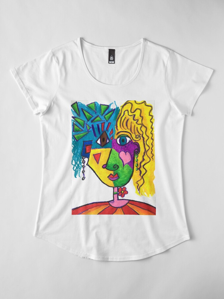 Alternate view of Picasso Face Abstract Portrait of a Girl Premium Scoop T-Shirt