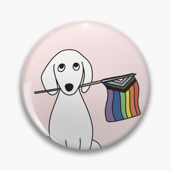 Item preview, Dog Cartoon with Inclusive Pride Flag designed and sold by Rachel McNeil.