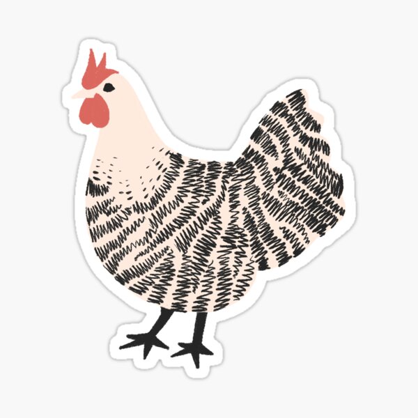 Black and White Striped Chicken Sticker