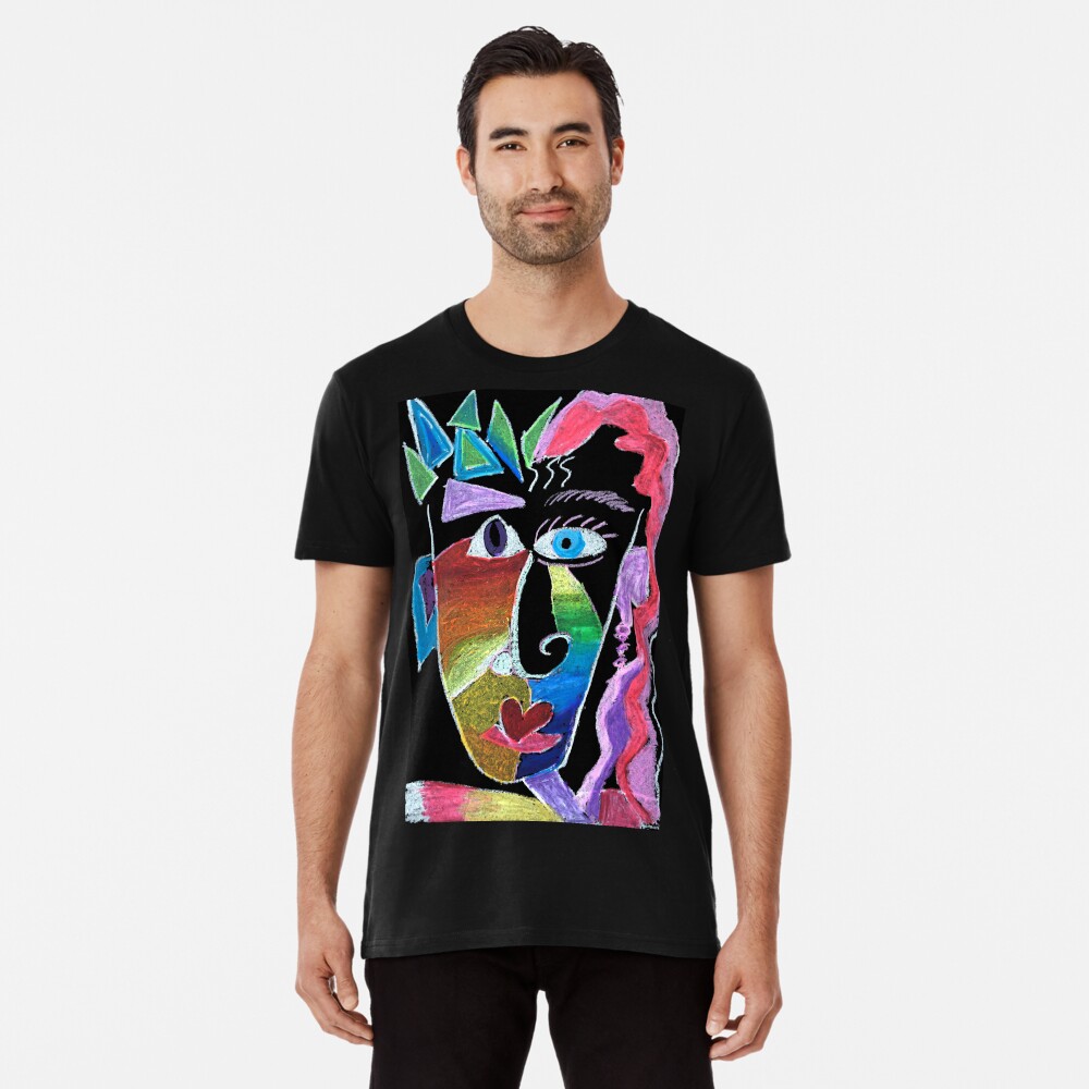 Picasso Face Abstract Portrait on Black background Premium T-Shirt