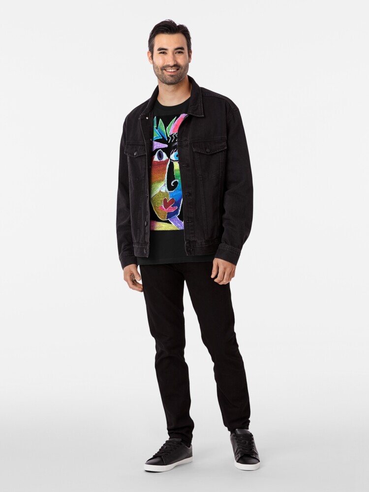Alternate view of Picasso Face Abstract Portrait on Black background Premium T-Shirt