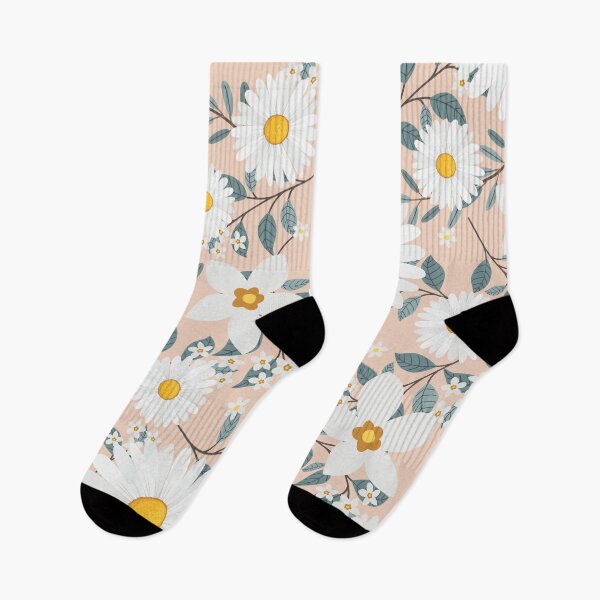 Item preview, White Daisy Flowers Seamless Pattern With Branch Leaves designed and sold by roocky.