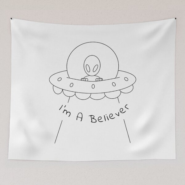 Item preview, I'm A Believer Alien UFO Illustration designed and sold by Jazzy Tees.