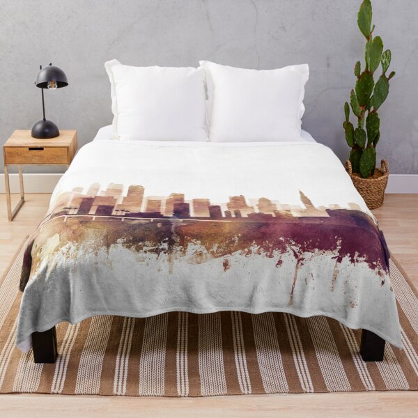 Item preview, Miami Skyline Watercolor Orange Purple by Zouzounio Art designed and sold by zouzounioart.