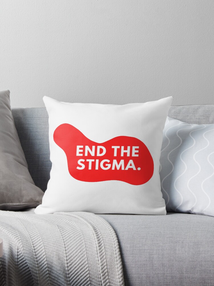 Thumbnail 1 of 4, Pillow, End the Stigma Leaked Splatter designed and sold by BleedShameless.