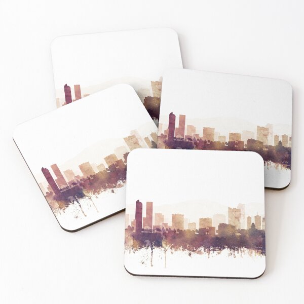 Item preview, Denver Skyline Watercolor Orange Purple by Zouzounio Art designed and sold by zouzounioart.