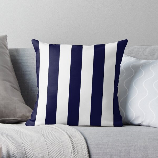 Classic Navy Blue And White Stripes Throw Pillow