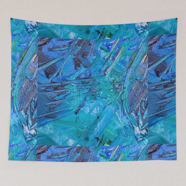 Item preview, Blue abstract-painting pattern designed and sold by Mammanation.