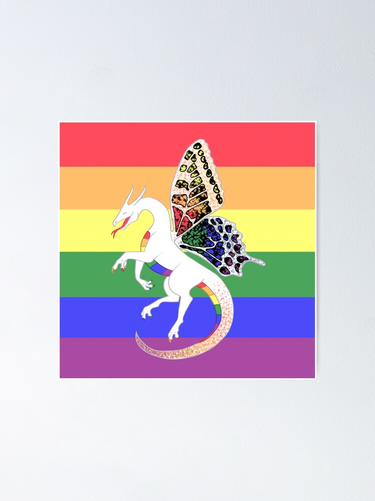 Lgbtq Pride Fae Dragon With Flag Poster By Stupidmasky Redbubble