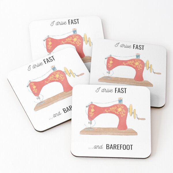 Item preview, fast and barefoot sewing quote and illustration designed and sold by OddityArts.