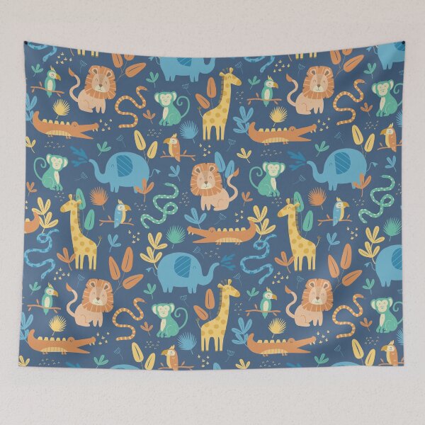 Aperçu de l'œuvre Playful Jungle - Bleu créée et vendue par ammiecreative.